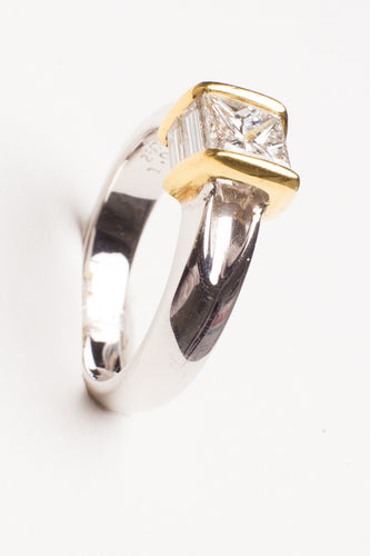 20KT TT 1.40CT TW DIAMOND RING WG RING YG HEAD