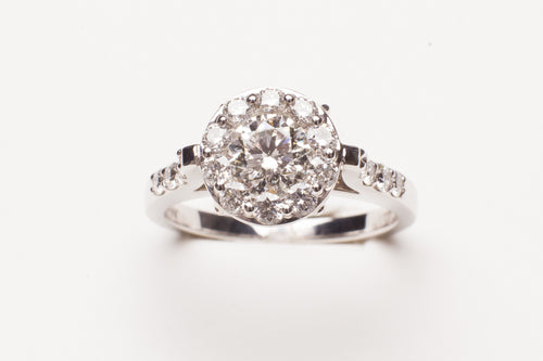 Lady's Engagement Ring 14KT WG One 0.73Ct Round H Si1 Diamond GIA 1136996004 1.36CTTW