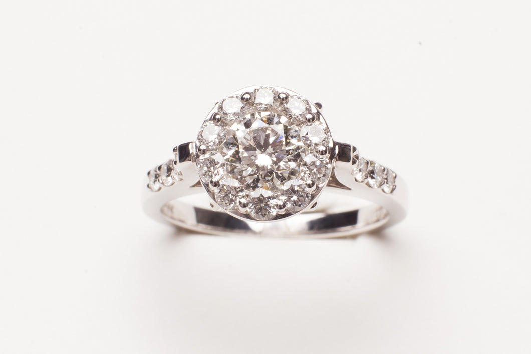 Lady's Engagement Ring 14KT WG One 0.73Ct Round H Si1 Diamond GIA 1136996004 1.36CTTW