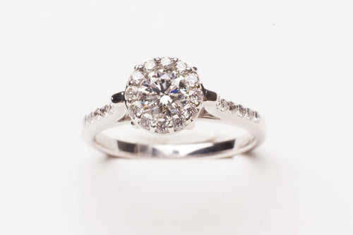 Lady's Engagement Ring 14KT WG  One 0.50Ct Round G Si1 Diamond gia 6147004651 .82cttw