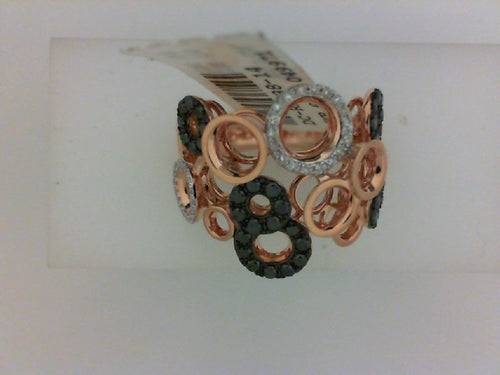 14KT RG 36 RD DIA .09CTTW 40 BLKDIA .50CTTW FASHION RING