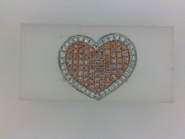 18KT ROSE GOLD .55CTTW PINK DIAMOND/.33CTTW RD DIA  HEART RING