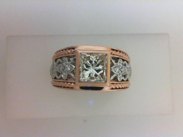 14K RG/WG 1.71Ct PC DIA M SI2 W .18CTTW 24 RD DIA