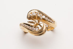 SEMI DIA .35CT TW 18RD 7.26GR 14K YG RING