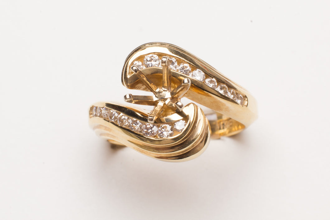 SEMI DIA .35CT TW 18RD 7.26GR 14K YG RING