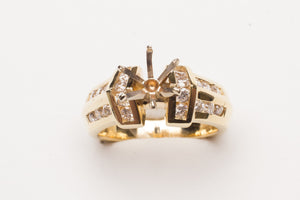 14KT YG SEMI DIA .59CT TW 24RD RING