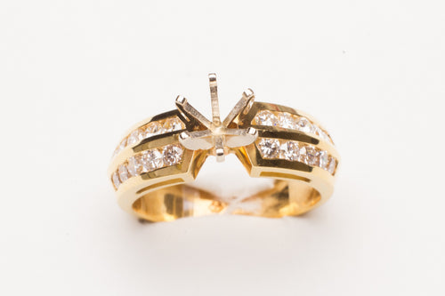 SEMI DIA .76CT TW 20RD 18K YG RING
