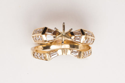 14KT YG SEMI .86CT DIA SET BAG & RDS
