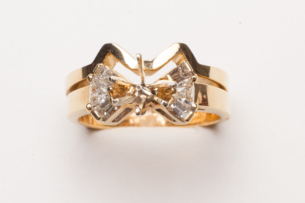 14KT YG SEMI SET .43CT TW RINGS