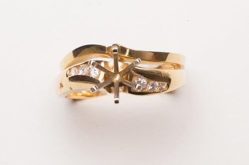 14KT YG .21CT DIA WED SET