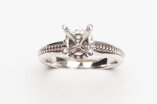 White 14 Karat Ring With 0.08Tw Round Diamonds