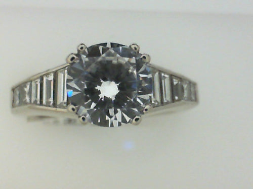 PLAT .92CT TW DIAMOND SEMI MTG W CZ CENTER