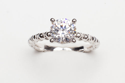 14KT WG LOTUS FLOWER DESIGN SHANK CZ CENTER