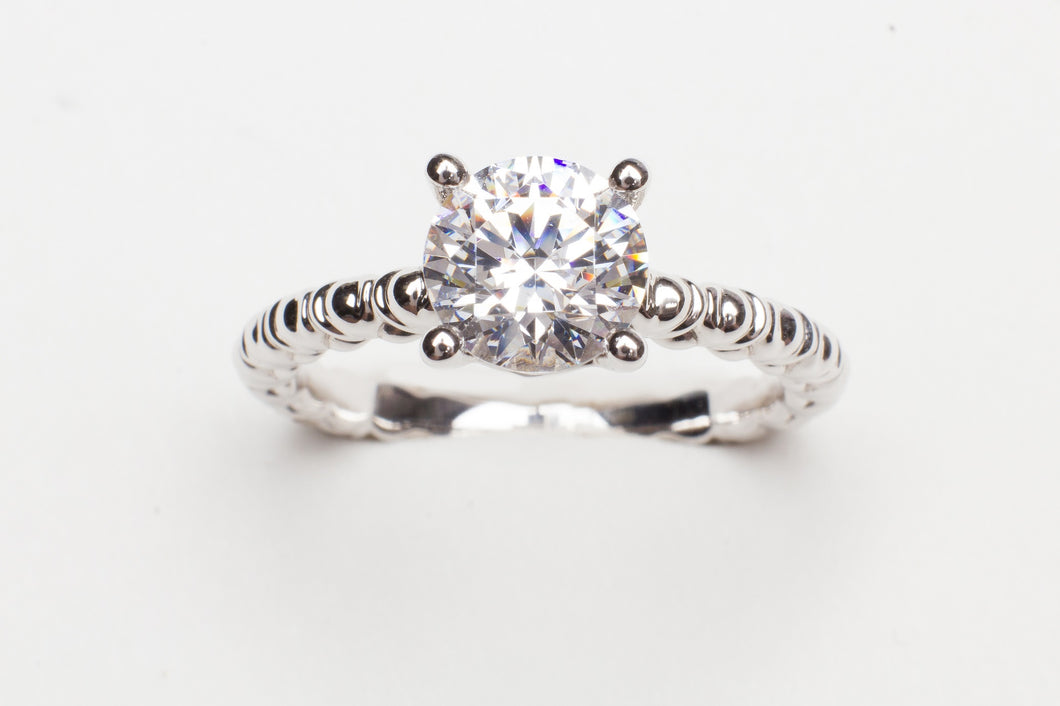 14KT WG LOTUS FLOWER DESIGN SHANK CZ CENTER