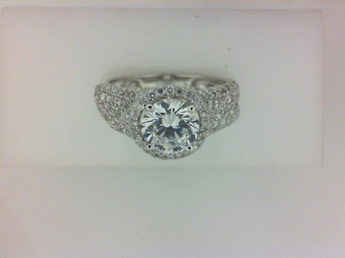 18KT WG .81CTTW RD DIA W HALO SEMI MTG  CZ CENTER