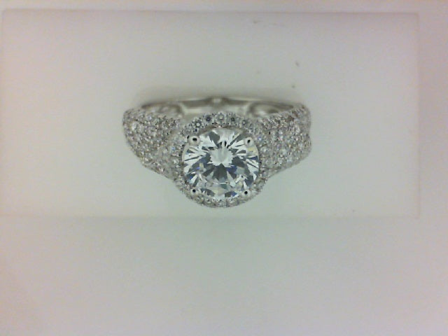 18KT WG .81CTTW RD DIA W HALO SEMI MTG  CZ CENTER
