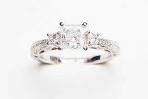 14k wg .33cttw CONTEMPO MTG W MILGRAIN CZ CENTER