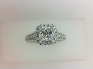14KT WG .47CTTW HEAVENS GATE MTG W MILGRAIN CZ CENTER