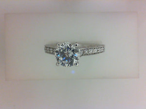 14KT WG .44CTTW TRELLIS MTG W MILGRAIN CZ CENTER