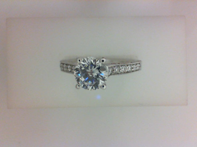 14KT WG .44CTTW TRELLIS MTG W MILGRAIN CZ CENTER