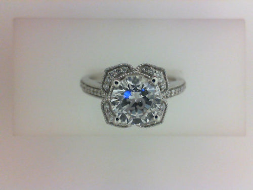 14KT WG LUMINAIRE MILGRAIN .21CTTW CZ CENTER
