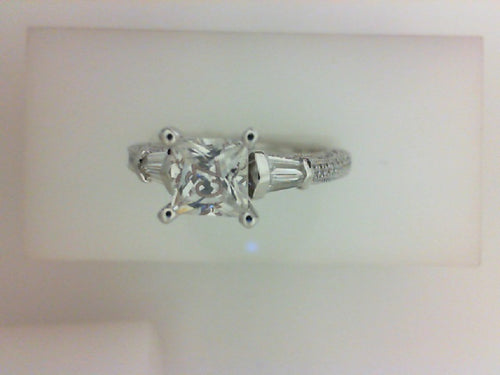 14KT WG .36CTTW CONTEMPO MTG W MILGRAIN CZ CENTER