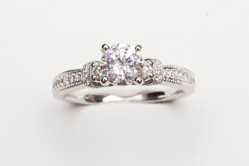 14KT WG TIARA MTG .30CTTW CZ CENTER