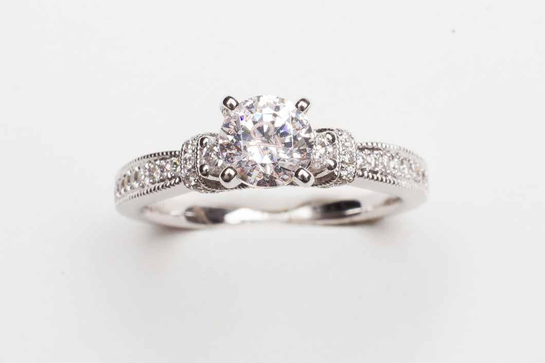 14KT WG TIARA MTG .30CTTW CZ CENTER