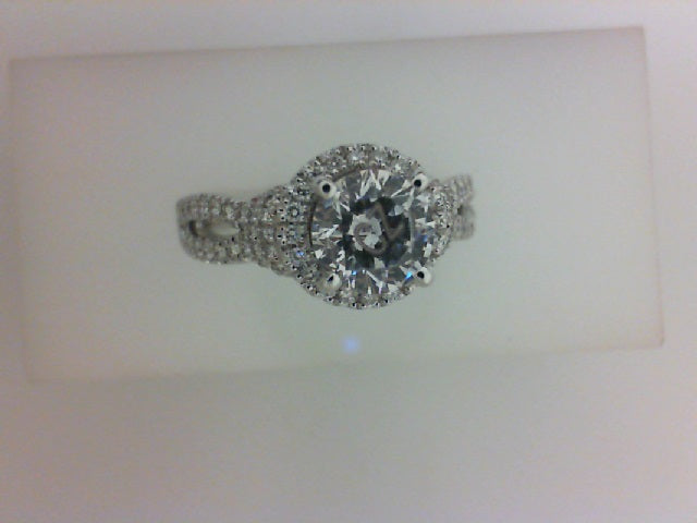 14KT WG .53CTTW SPLIT SHANK HALO W CZ CENTER