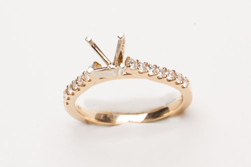14KT YG .32CTTW RD DIA PRONG SET SEMI MTG