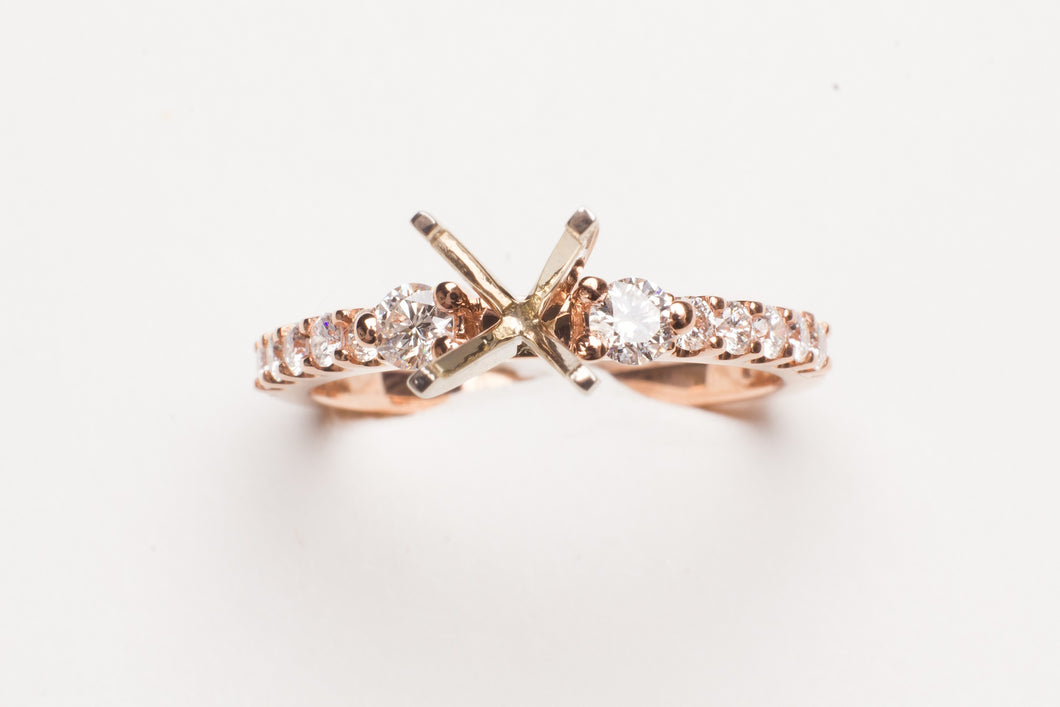 14KT RG .47CT TW DIAMOND SEMI MTG
