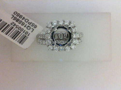 18K WG 1.28CTTW WEDDING SET 34 RD HALO DIA SEMI MTG WITH 16 RD DIA BAND