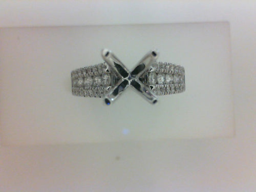 14KT WG .49CTTW 3 ROW RD DIA SEMI MTG W ROCKER SHANK