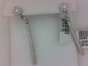 18KT WG 1.93CT TW -138 RD  DIA DANGLE EARRINGS (STRAIIGHT LINE)