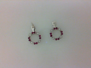 14KT WG .05CTTW RD DIA W .34CTTW RUBY EARRING JACKETS