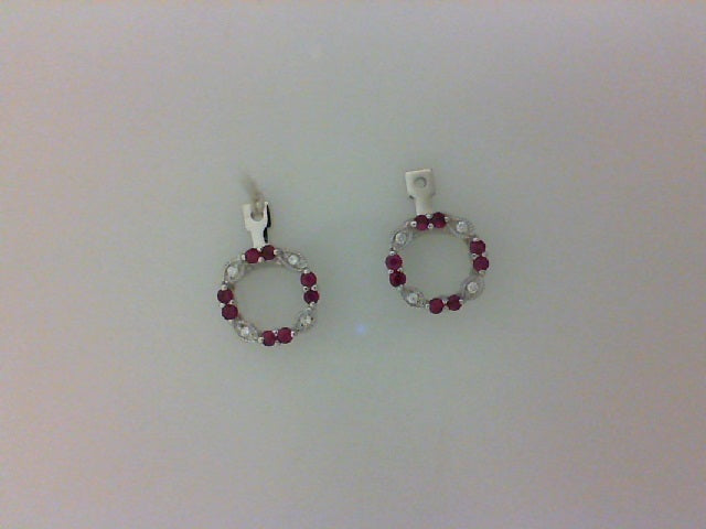 14KT WG .05CTTW RD DIA W .34CTTW RUBY EARRING JACKETS