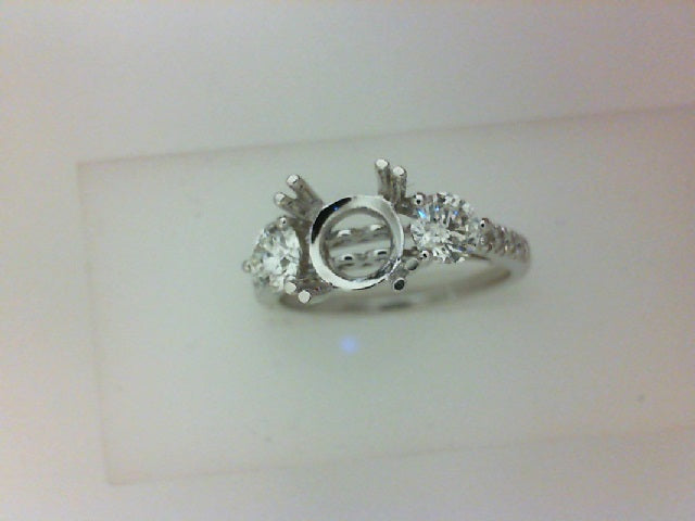 14KT WG .72CTTW  RD 3 STONE CENTER SEMI W DIA SIDES