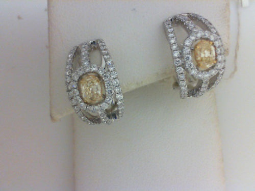 18KT WG/YG .57CTTW 2 OVLYEL DIA / 1.33CTTW - 124 RD DIA  EARRINGS