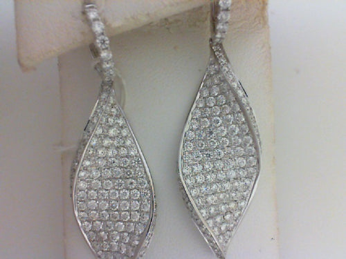 18KT WG 4.18CTTW  236 RD DIA DANGLE EARRINGS