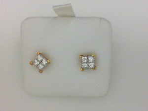 .74CT TW 14KT YG 8 PC DIAMOND STUD EARRINGS