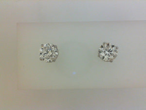 2.00ctw (B) 14kt wg DIAMOND STUDS 4 prong earrings