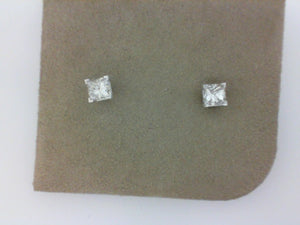 1.14CTW   PRINCESS CUT 14WG DIA STUDS 1.14 CTW