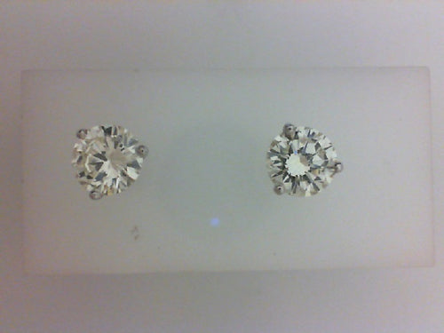 14KT 3.30CTTW RD K VS2  3 PRONG DIA EARRING