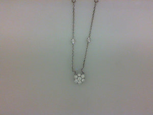 18KT WG .80CTTW RD DIA FLOWER NECKLACE