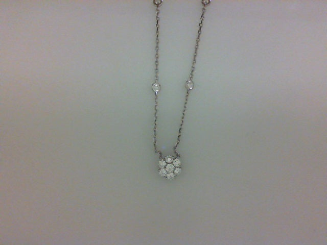 18KT WG .80CTTW RD DIA FLOWER NECKLACE