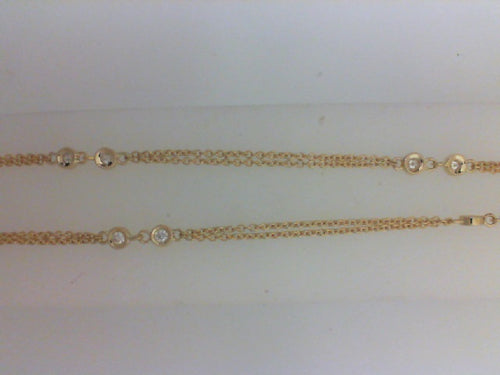14KT YG 16 RD .27CTTW DIA BY THE YARD DBLE STRAND CHAIN