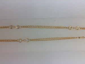 14KT YG 16 RD .27CTTW DIA BY THE YARD DBLE STRAND CHAIN
