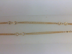 14KT YG 16 RD .27CTTW DIA BY THE YARD DBLE STRAND CHAIN