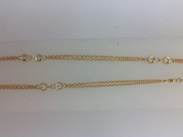 14KT YG 16 RD .27CTTW DIA BY THE YARD DBLE STRAND CHAIN