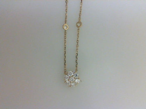 18KT YG .52CT .27CT RD DIA NECKLACE